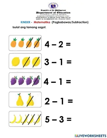 Subtraction-Pagbabawas