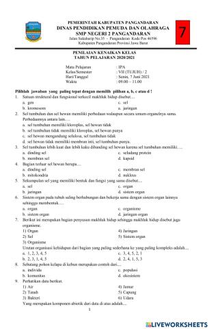 Pkk ipa kelas 7 2021