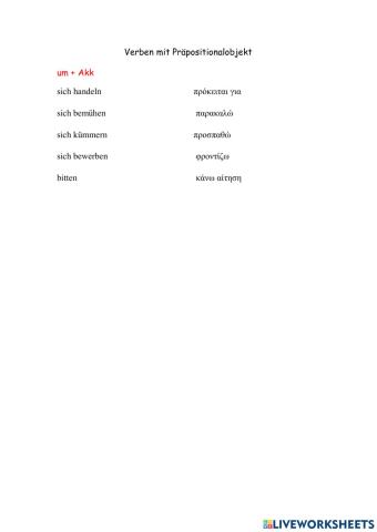 Verben mit Präpositionalobjekt um +Akk