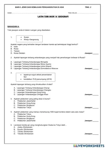 Bab 8: jenis dan kemajuan pengangkutan di asia