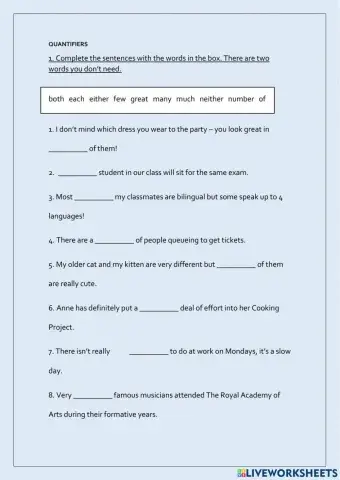 Pet 1 quantifiers and determiners
