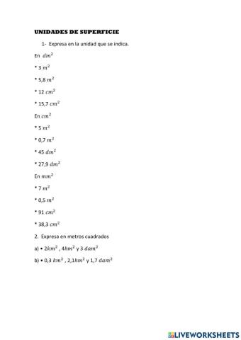 Unidades de medida: superficie