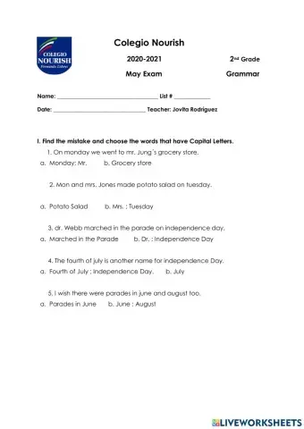 May Grammar Exam