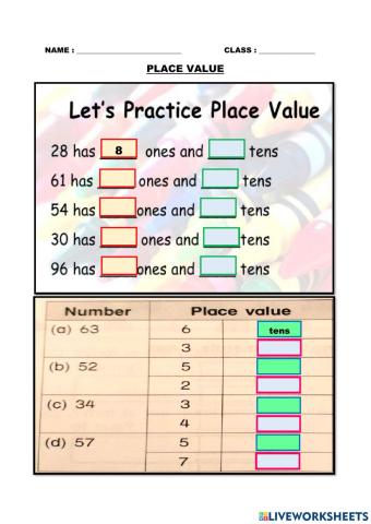 Place values year 1