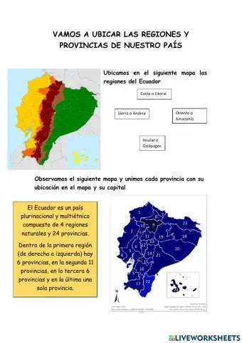 Regiones, Provincias y Capitales del Ecuador