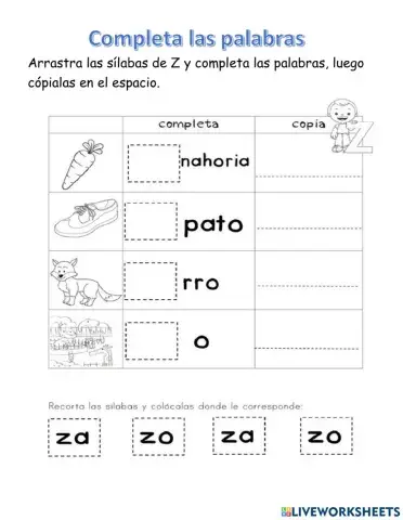 Completa las palabras