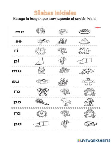 Sílabas iniciales