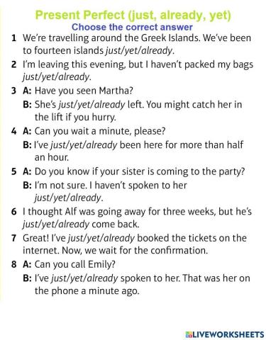 Present perfect-just-already-yet