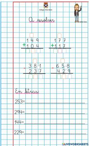 Sumas y restas 2° Grado