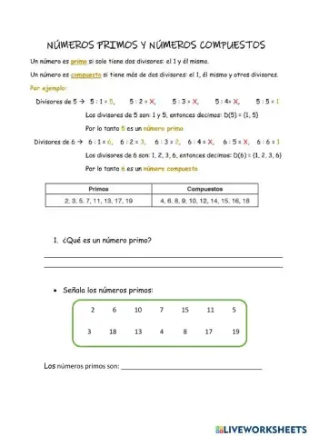 Números primos y compuestos