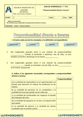 Proporcionalidad directa e inversa