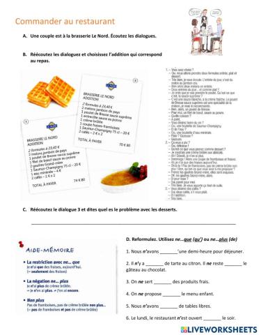 Commander au restaurant