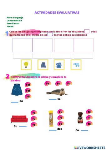 Ejercicios con la consofante f