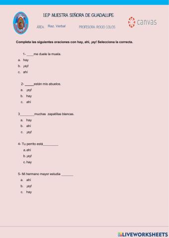 Uso de la hay, ahí y ¡Ay!