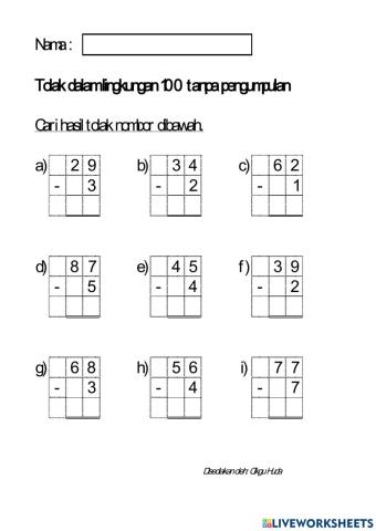 Tolak dalam lingkungan 100 tanpa pengumpulan