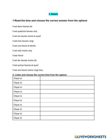 L-heure et l-emploi du temps