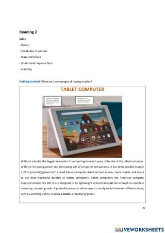 Unit 3 Reading 2 Tablet Computer