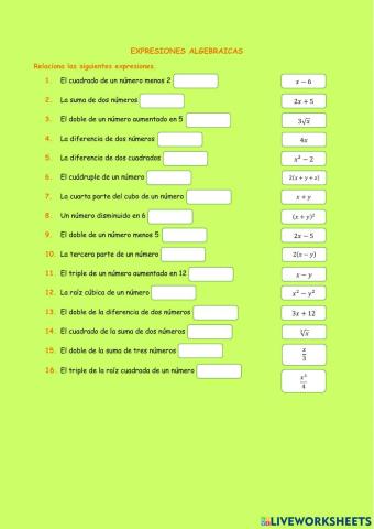 Expresiones algebraicas 1
