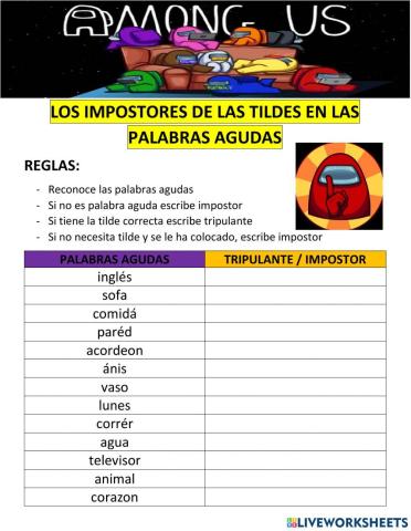 La tilde en las agudas