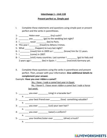 Present perfect and simple past