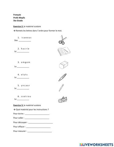 Le matériel scolaire