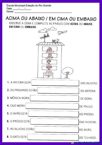 Acima, abaixo, em cima embaixo