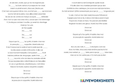 Chanson - Dis-lui oui 