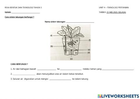 Sistem Takungan Penanaman: Belas Pengairan Kendiri
