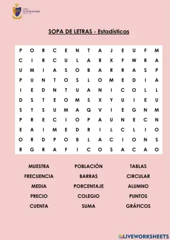 Sopa de letras - Estadística