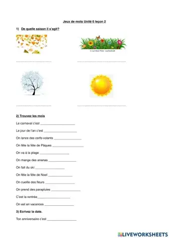 Jeux de mots unité 6 leçon 2