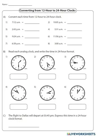 Converting from 12-hour to 24-hour clocks