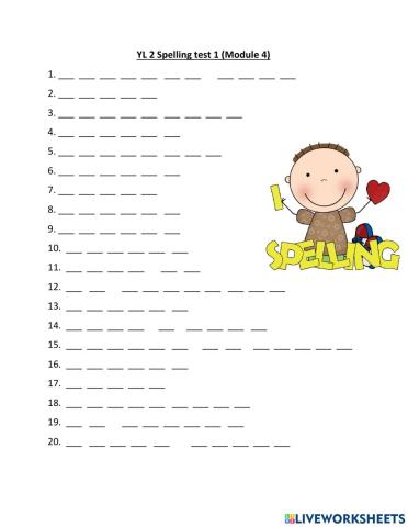YL 2 - Spelling test 1