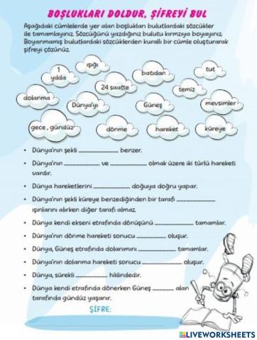 Dünya'nın Hareketleri Boşluk Doldurma