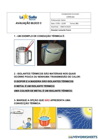 Avaliação ciências b5
