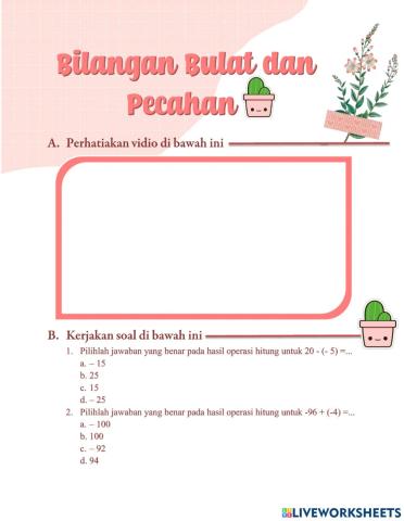 Bilangan Bulat dan Pecahan