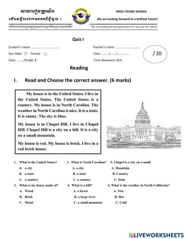 Reading quiz 1