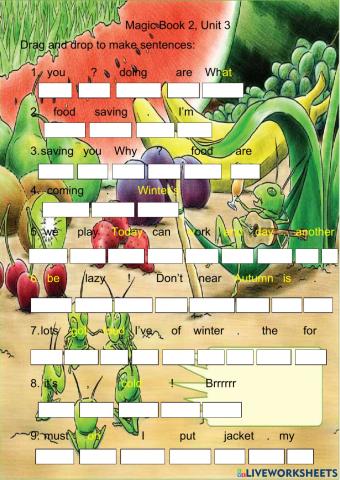 Magic book 2 unit 3 the ant and the cricket sentence building