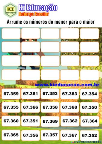 Ordem dos Números 5º ano Crescente e Decrescente - Minecraft