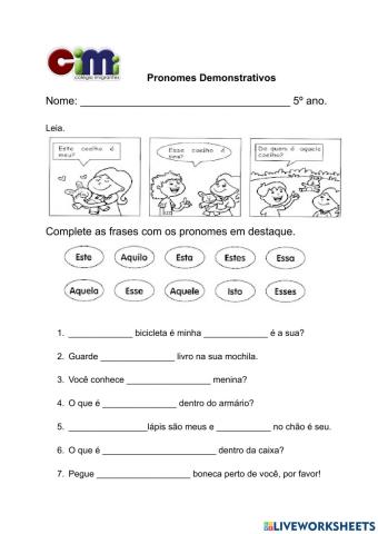 Pronomes demonstrativos