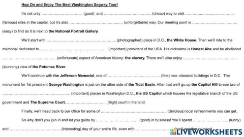 Superlatives with a Washington DC Guided Tour ad