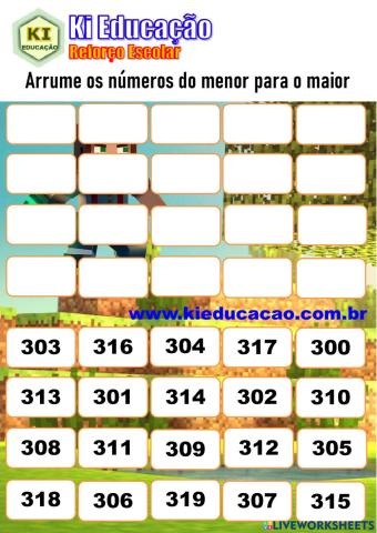 Ordem dos Números 3º ano Crescente e Decrescente - Minecraft