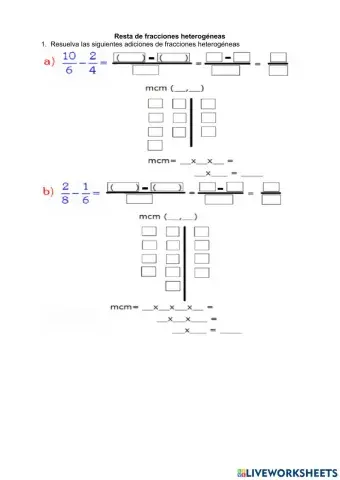 Resta de fracciones heterogéneas