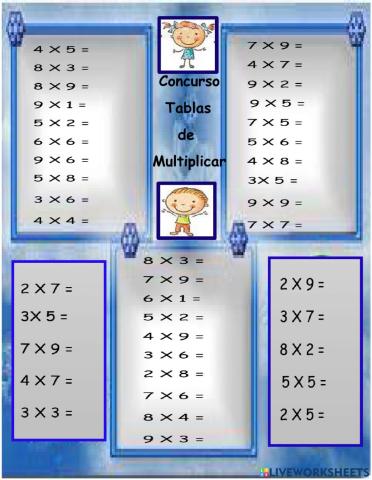 Tablas de multiplicar