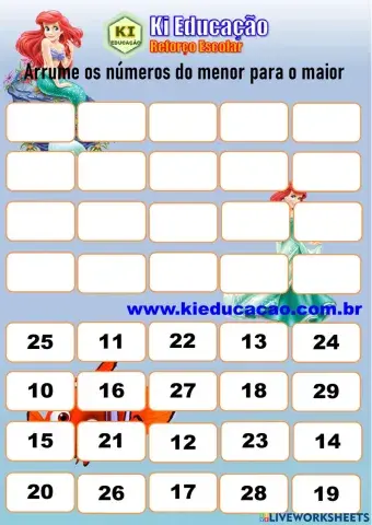 Ordem dos Números 2º ano Crescente e Decrescente