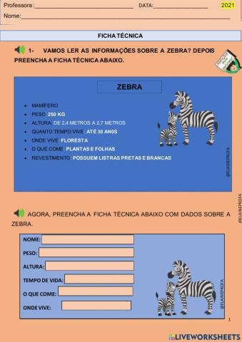 Ficha técnica - zebra