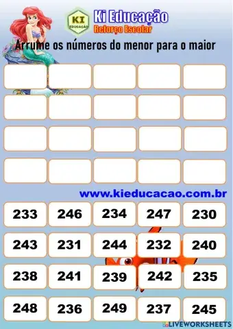 Ordem dos Números 3º ano Crescente e Decrescente