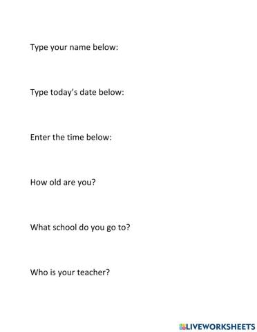 Personal Info Practice L1