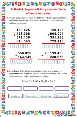 Repaso adición y sustracción