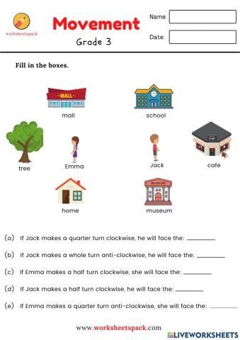 Position and movement worksheets pack