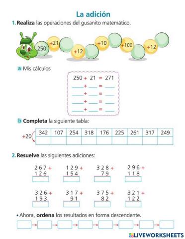 La Adición sin llevar